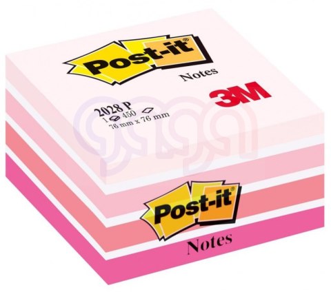Kostka samoprzylepna POST-IT (2028-P), 76x76mm, 1x450 kart., różowa .