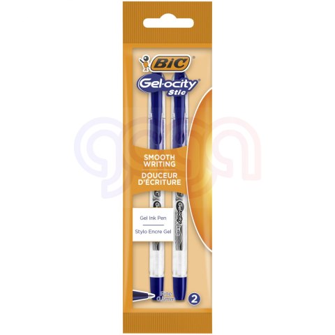 Długopis żelowy BIC Gel-ocity Stic 0.5mm niebieski, blister 2szt, 989707