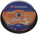Płyta DVD-R VERBATIM CAKE(10) 4.7GB x16 Matt Silver 43523