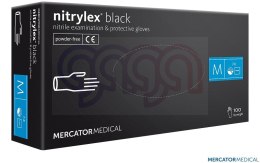 Rękawice nitrylowe S (100) czarne bezpudrowe MERCATOR MEDICAL 8%VAT
