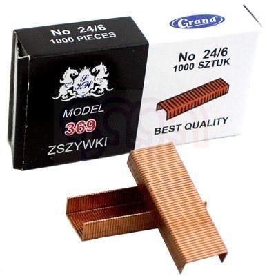 Zszywki miedziane 24/6, do 25 kartek, 10 000 szt. GRAND 110-1422