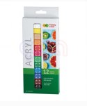 Farba akrylowa zestaw 12 kolorów x 12 ml, Happy Color HA 7370 0012-K12