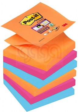 Bloczek samoprzylepny POST-IT Super sticky Z-Notes (R330-6SS-EG), 76x76mm, 6x90 kart., bangkok