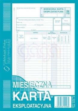 803-3 Miesięczna karta eksploatacyjna SM-113 MICHALCZYK I PROKOP