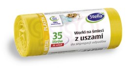 Worki do segregacji PLASTIK żółte z uszami LDPE 35l(20szt.) STELLA 032204