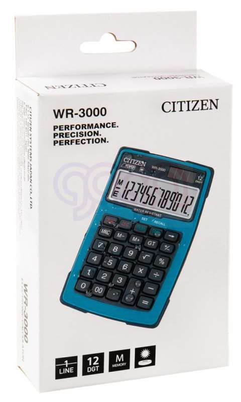 Kalkulator wodoodporny CITIZEN WR-3000, 152x105mm, niebieski (X)