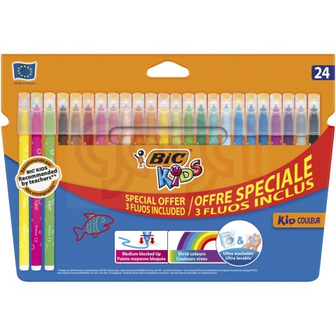 Flamastry BIC Kids Kid Couleur Fluo 24szt, 921360