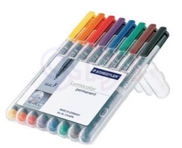 Foliopis Lumocolor, F, wodoodporny, zestaw 8 kol. (1, 2, 3, 4, 5, 6, 7, 9) w etui box, Staedtler S 318 WP8