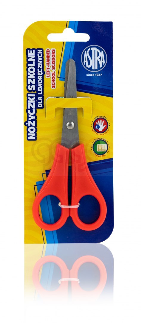 Nożyczki szkolne Astra z podziałką dla praworęcznych - blister, 407118001