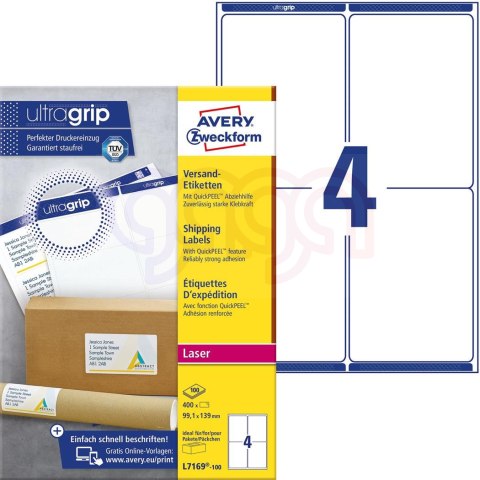 Etykiety wysyłkowe L7169-100 99,1 x 139 100 ark Avery Zweckform (X)