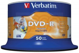 Płyta DVD-R VERBATIM CAKE(50)Printable nadruk Wide 4.7GB x16 43533