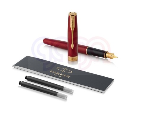 Pióro wieczne (F, stalówka ze stali) SONNET RED LACQUER GT PARKER 1931473, giftbox (X)