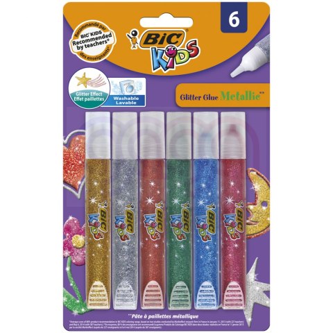 Klej brokatowy BIC Kids Glitter Metallic Blister 6szt, 893269 SALE