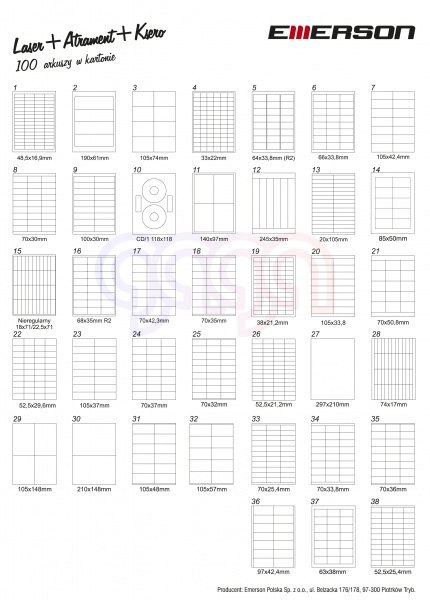 Etykiety A4 70x36mm (100) białe 035 EMERSON eta4070x036w