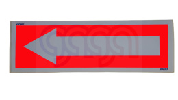 Naklejka Znak STRZAŁKA CZERWON TŁO 10x30cm FOLIA SAMOPRZYLEPNA